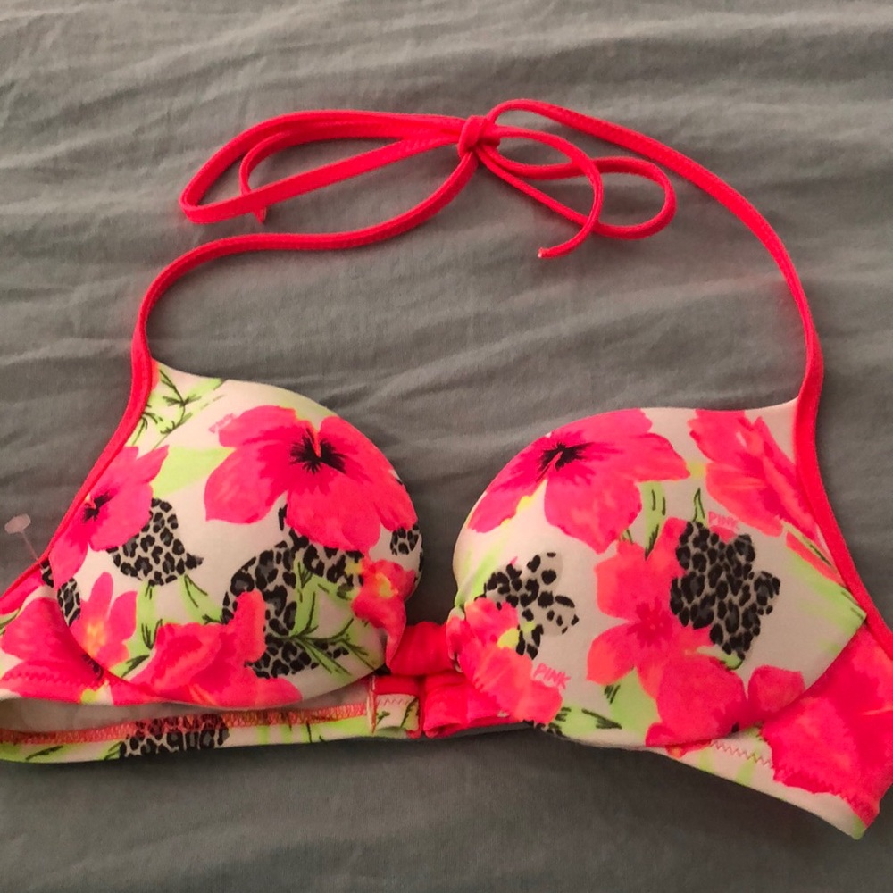 PINK xs floral bathing suit top